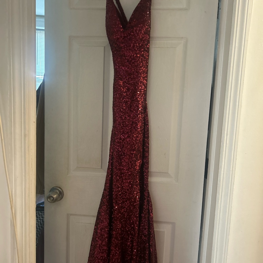 Elegant Red Sequin Gown